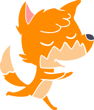 Bir insan tarafından çizilmiş düz renkli tilki çizimi