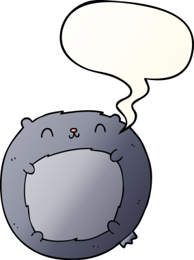 Bir insan tarafından çizilmiş yumuşak eğimli konuşma baloncuklu çizgi film ayısı.