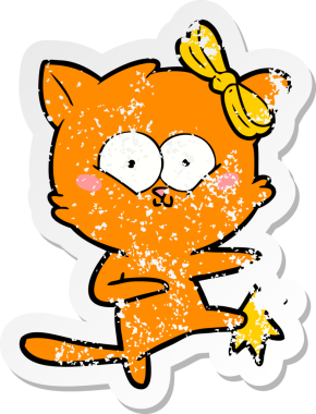 Bir insan tarafından çizilmiş karikatür bir kedinin sıkıntılı çıkartması.