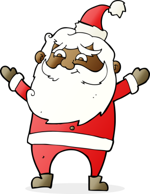 Bir insan tarafından çizilmiş mutlu noel baba çizgi filmi.