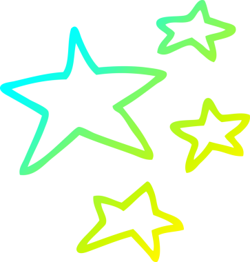 Bir insan tarafından çizilen çizgi film yıldızlarının soğuk gradyan çizgileri.