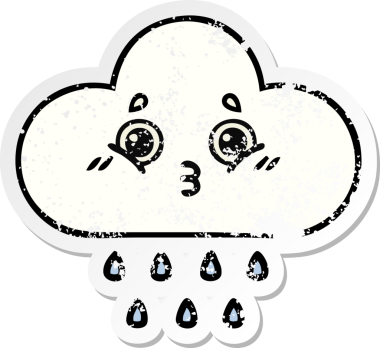 Bir insan tarafından çizilmiş tatlı bir yağmur bulutunun sıkıntılı çıkartması