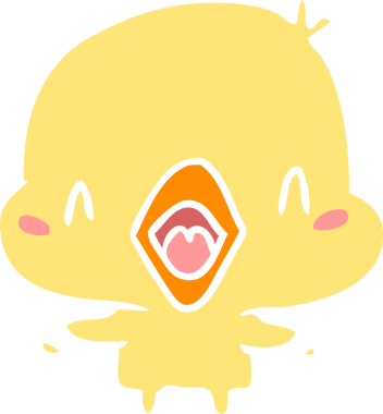 Bir insan tarafından çizilmiş düz renk çizgi film mutlu kuş