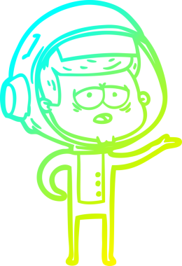 Bir insan tarafından çizilmiş soğuk gradyan çizgi çizimi yorgun astronot