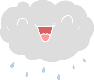 Bir insan tarafından çizilmiş mutlu düz renkli çizgi film bulutu