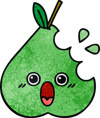 Bir insan tarafından çizilmiş yeşil armut retro grunge desen karikatürü