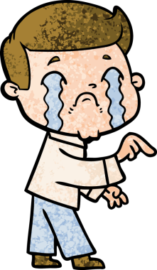 Bir insan tarafından çizilmiş ağlayan çizgi film adamı.