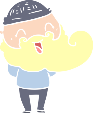 Bir insan tarafından çizilmiş mutlu sakallı adam.