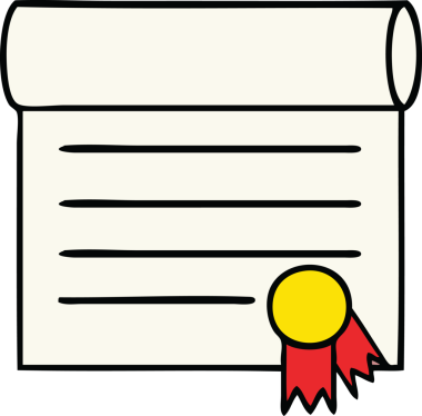 Bir insan tarafından çizilmiş şirin bir sertifika karikatürü.