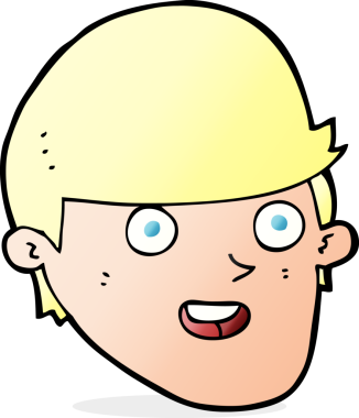 Bir insan tarafından çizilmiş koca çeneli çizgi film adamı.