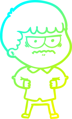 Bir insanın çizdiği karikatür çiziminin soğuk gradyan çizimi