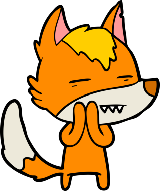 Bir insan tarafından çizilmiş tilki çizgi film karakteri