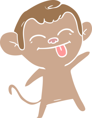 Bir insan tarafından çizilmiş komik düz renkli çizgi film maymunu