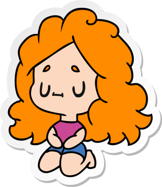 Bir insan tarafından çizilmiş sevimli bir kawai kızının çizilmiş bir karikatür çizimi.