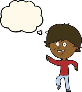 Bir insan tarafından çizilmiş düşünce balonlu mutlu bir adam.