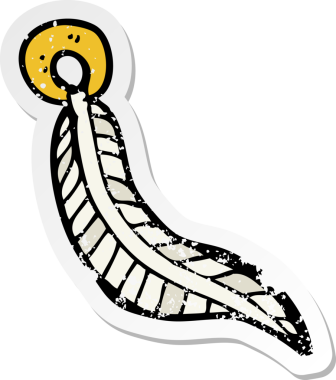 Bir insan tarafından çizilmiş çizgi film karakteri tüyü anahtarlığının gerilimli etiketi.