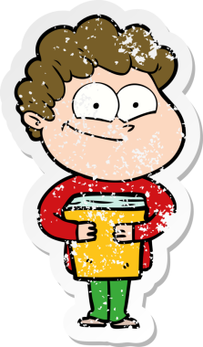 Bir insan tarafından çizilmiş mutlu bir adamın sıkıntılı çıkartması.