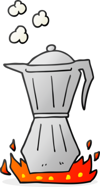 Bir insan tarafından çizilmiş karikatür fırın espresso makinesi.