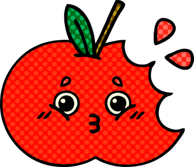 Bir insan tarafından çizilmiş kırmızı elma çizgi filmi.