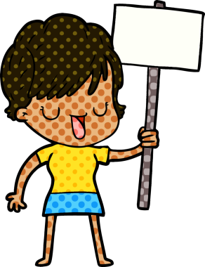 Bir insan tarafından çizilmiş bir karikatür kadın konuşuyor.