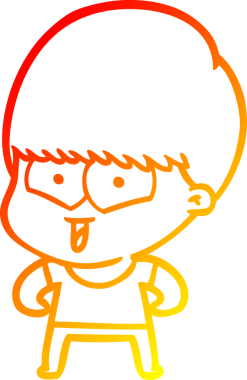 Bir insan tarafından çizilen mutlu bir çocuğun sıcak çizgi çizimi.