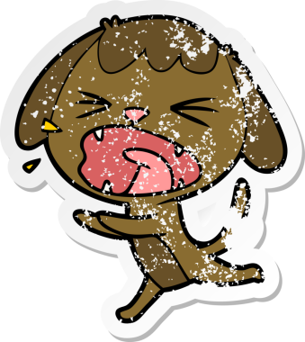 Bir insan tarafından çizilmiş şirin bir köpeğin sıkıntılı çıkartması.