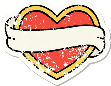 Bir insan tarafından çizilmiş geleneksel bir kalp ve bayrak stili dövmesi.