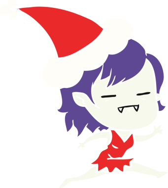 Bir insan tarafından çizilmiş Noel Baba şapkası giyen ölümsüz bir vampirin el resmi.