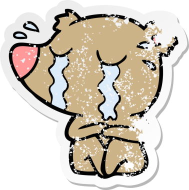 Bir insan tarafından çizilmiş ağlayan bir ayının sıkıntılı çıkartması.