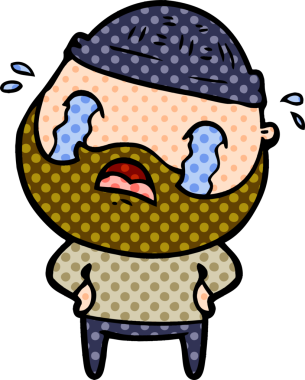 Çizgi film sakallı adam bir insan tarafından çizilmiş ağlıyor.