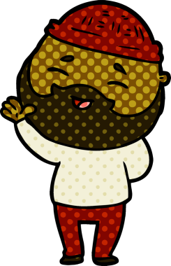 Bir insan tarafından çizilmiş mutlu sakallı bir adam.