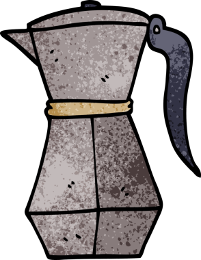 karikatür karalama fırını üst espresso makinesi bir insan tarafından çizilmiş.