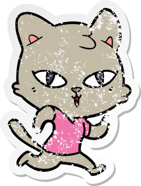 Çizgi film kedisinin sıkıntılı çıkartması bir insan tarafından çizilmiş.