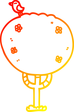 Bir insan tarafından çizilmiş bir çizgi film ağacının sıcak gradyan çizimi