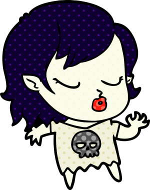 Bir insan tarafından çizilmiş şirin vampir kız çizgi filmi.