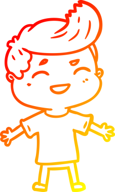 Bir insan tarafından çizilmiş gülen çizgi film karakterinin sıcak çizgi çizimi