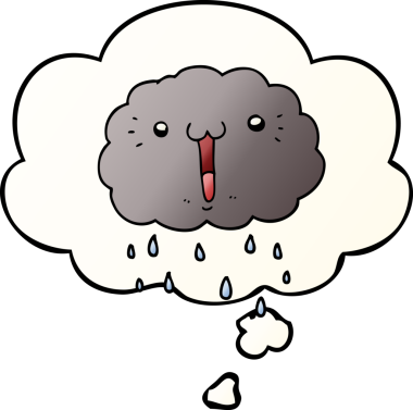 Düşünce baloncuğu olan karikatür bulutu bir insan tarafından çizilmiş.