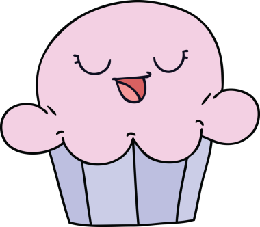 Bir insan tarafından çizilmiş tuhaf bir çizgi film mutlu bir pasta.