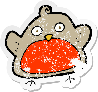 Bir insan tarafından çizilmiş bir karikatürün gerilimli retro etiketi.