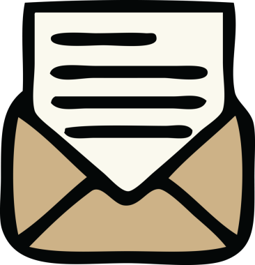 Bir insan tarafından çizilmiş şirin bir mektup ve zarf.