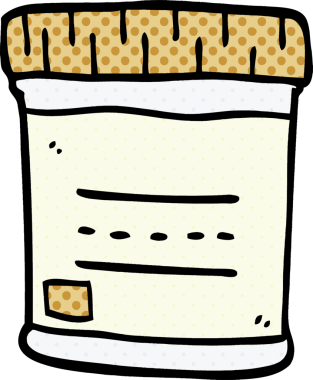 bir insan tarafından çizilmiş tıbbi örnek kavanozu.