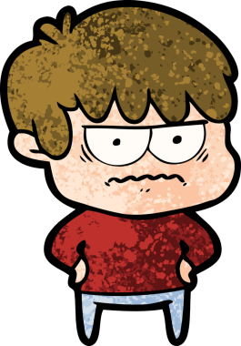 Bir insan tarafından çizilmiş sinirli çizgi film çocuğu.