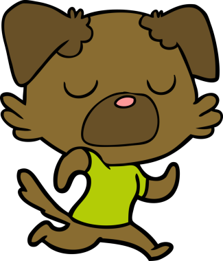 Bir insan tarafından çizilmiş çizgi köpek koşusu.