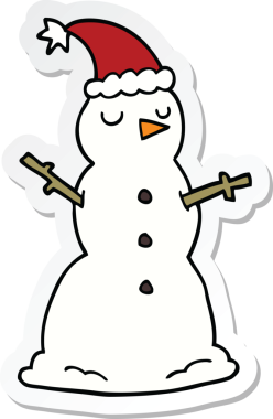 Bir insan tarafından çizilmiş bir kardan adamın çıkartması.