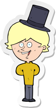 Bir insan tarafından çizilmiş silindir şapkalı bir adamın çıkartması.