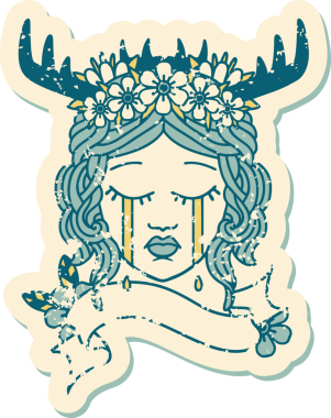 Bir insan tarafından çizilmiş Retro Dövme Tarzı İnsan Druidi