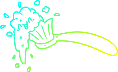 Bir insan tarafından çizilmiş diş fırçası ve diş macununun soğuk gradyan çizimi