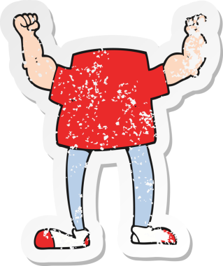 Bir insan tarafından çizilmiş başsız bir adamın gerilmiş çıkartması.