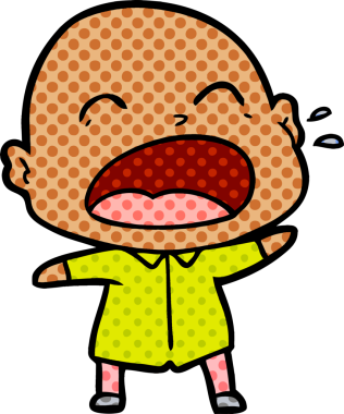 Bir insan tarafından çizilmiş kel adam diye bağıran çizgi film.