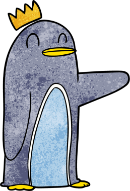 Karikatür imparatoru penguen bir insan tarafından çizilmiş.